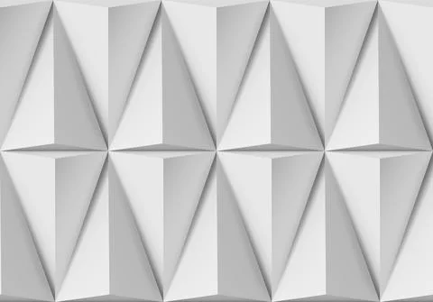 Abstract white background with triangular 3D shapes in pattern and side light Stock Illustration