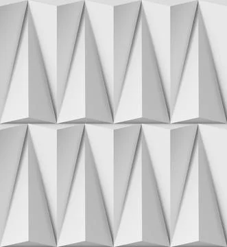 Abstract white background with triangular 3D shapes in pattern and side light Stock Illustration