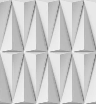 Abstract white background with triangular 3D shapes in pattern and side light 库存插图