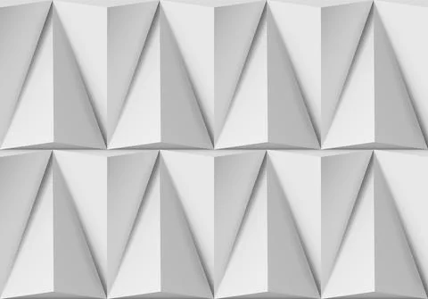 Abstract white background with triangular 3D shapes in pattern and side light Stockillustratie