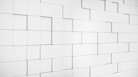 Abstract white background, wall blocks perspective. 3D render 库存插图