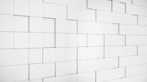 Abstract white background, wall blocks perspective. 3D render 库存插图