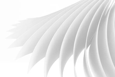 Abstract white bent leaves structure, digital 3 d graphic Stock Illustration