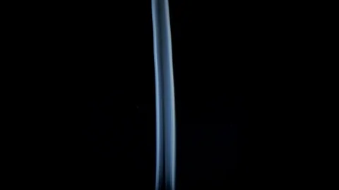 Abstract white blue smoke waves slow moves on the black background Stock Footage 100631339