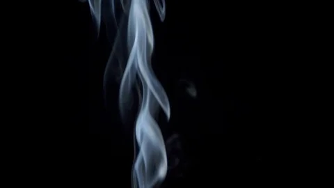 Abstract white blue smoke waves slow moves on the black background Stock Footage 100632201