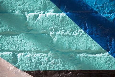 Abstract white blue wall bricks 스톡 사진
