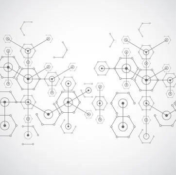 Abstract white bright technology hexagonal background. Connection structure. Stock Illustration