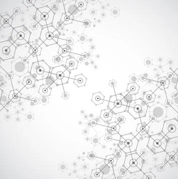 Abstract white bright technology hexagonal background. Connection structure. Stockillustratie