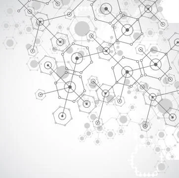Abstract white bright technology hexagonal background. Connection structure. Stockillustratie