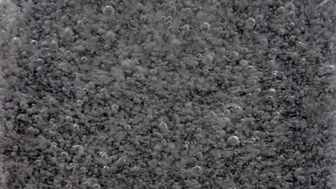 Abstract white bubbles Moving through Viscous Liquid Video stock 168626627