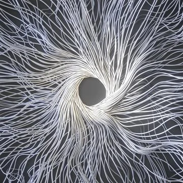 Abstract White Cable Vortex 3D Render イラスト素材