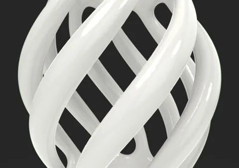 Abstract white ceramic twisted tubes on dark gray background Stock Illustration