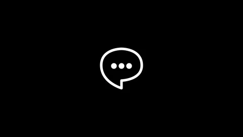 Abstract white chat bubble typing indicator animation on black background. Stock Footage 341596142