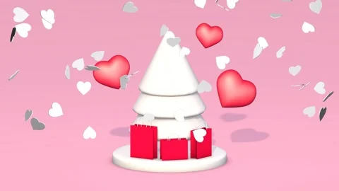 Abstract white Christmas tree, three red shopping bags. Stock Footage 276497620