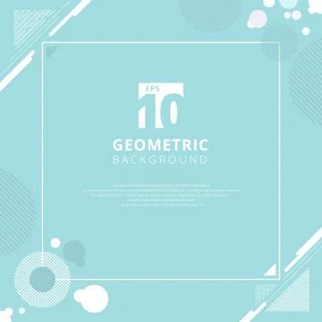 Abstract white circle geometric pattern design on blue mint color background Stock Illustration