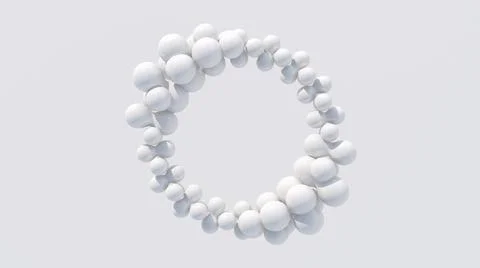 Abstract white circle shape. Monochrome illustration, 3d render. Stock Illustration