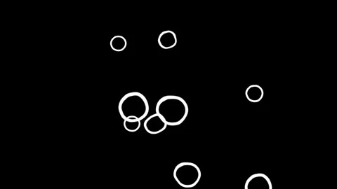Abstract White Circles Floating on Black Background Stock Footage 330920142