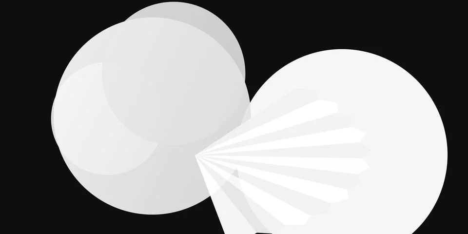 Abstract white circles with light rays on black background Stock Illustration
