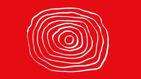Abstract white circular lines on red background Video stock 314703188