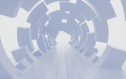 Abstract white circular ring background tunnel, architectural wallpaper. 3d.. Stock Illustration