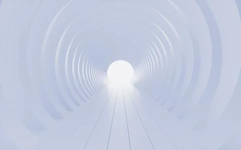 Abstract white circular ring background tunnel, architectural wallpaper. 3d.. Stock Illustration