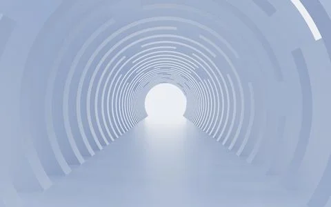 Abstract white circular ring background tunnel, architectural wallpaper. 3d.. Stock Illustration