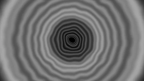 Abstract white circular waves pulsate on black background Stock Footage 256411372