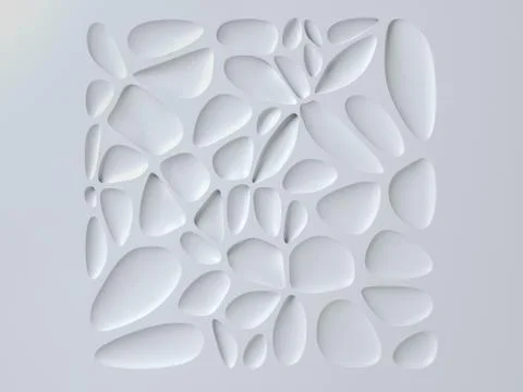 Abstract white clay background. White leaves and shapes forming square frame Stock Illustration