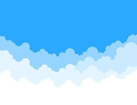 Abstract white cloud on blue sky. Border of clouds. Vector stock illustration Stock Illustration
