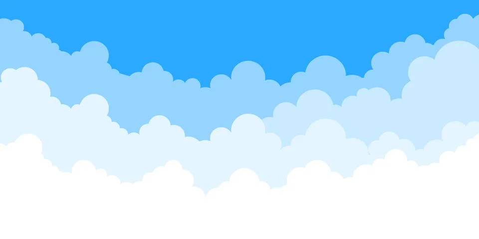 Abstract white cloud on blue sky. Border of clouds. Vector stock illustration Illustrazione stock