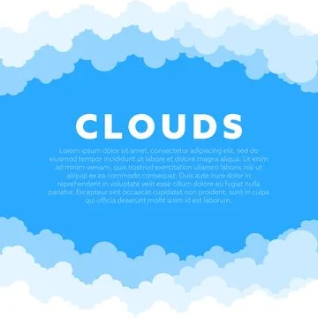 Abstract white cloud on blue sky. Border of clouds. Vector stock illustration Illustrazione stock