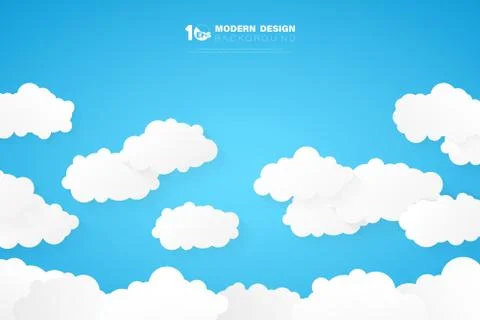 Abstract white clouds on blue sky background. illustration vector eps10 库存插图