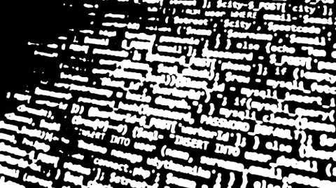 Abstract white code on black background. Code on monitor. Software developmen Stock Photos