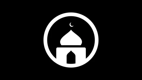 Abstract white color mosque icon with crescent moon and star animation. Cre.. 動画素材 335589772