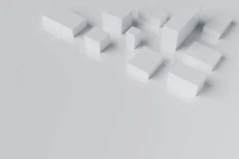 Abstract white cube block Moving animation background 3d rendering. Stock Illustration