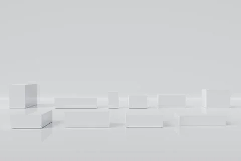 Abstract white cube block Moving animation background 3d rendering. Stock Illustration