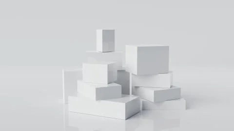 Abstract white cube block Moving animation background 3d rendering. Illustrazione stock