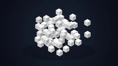 Abstract White Cube with Geometric Pattern on Dark Background, Minimalist 3.. Stock Footage 348416080