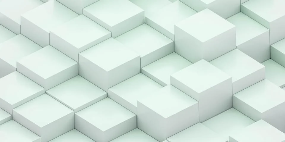 Abstract white cubes minimalistic pattern 3d render illustration Illustrazione stock