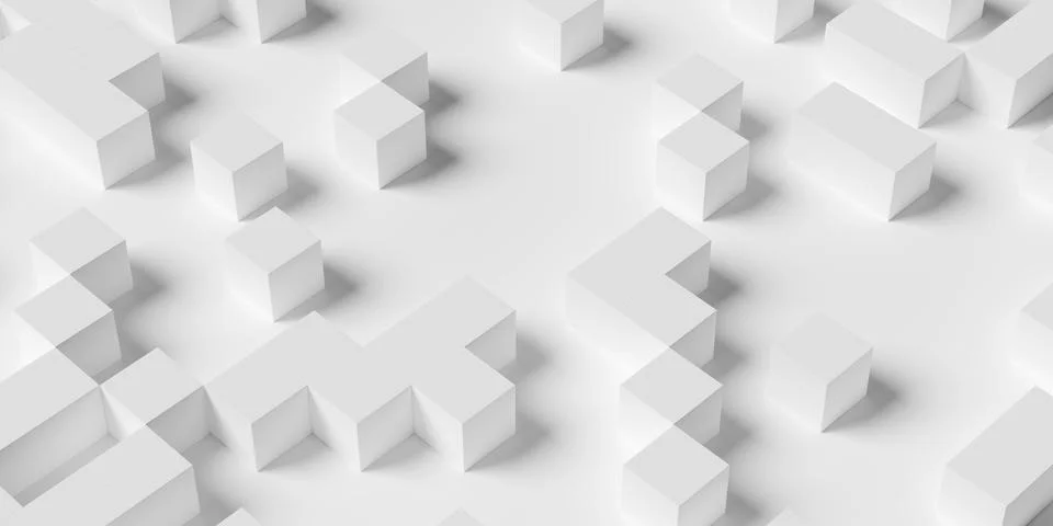 Abstract white cubes or blocks background wallpaper, business data or infor.. Stock Illustration