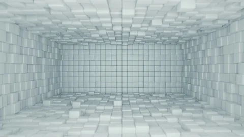 Abstract White Cubes Room, 3d Animation 4k Stock Footage 72898927