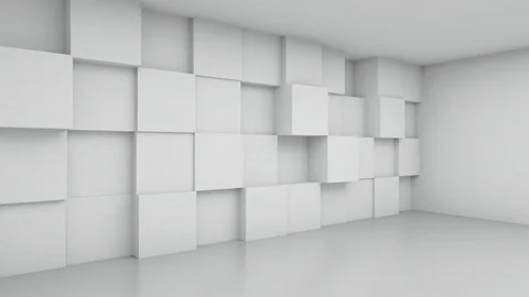Abstract White Cubes Room Corner, 3d Animation 4k Stock Footage 74270789