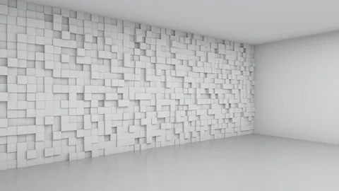 Abstract White Cubes Room Corner, 3d Animation 4k Stock Footage