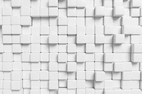 Abstract white cubes wall 3d background Stock Illustration
