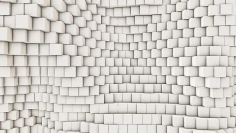 Abstract White Cubic Wave Pattern, 3D Rendered Texture Stock Footage 299241825