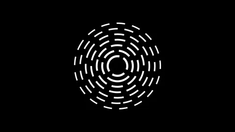 Abstract white dashed concentric circle rotating tunnel pattern motion grap.. Stock Footage 346439226