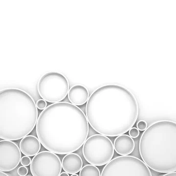 Abstract white digital 3d background with rings pattern Illustrazione stock