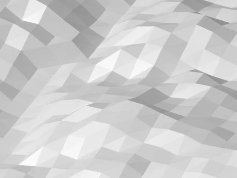 Abstract white digital 3d low poly surface background Stock Illustration