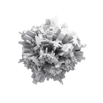 Abstract white digital 3d spheric object isolated Stock Illustration