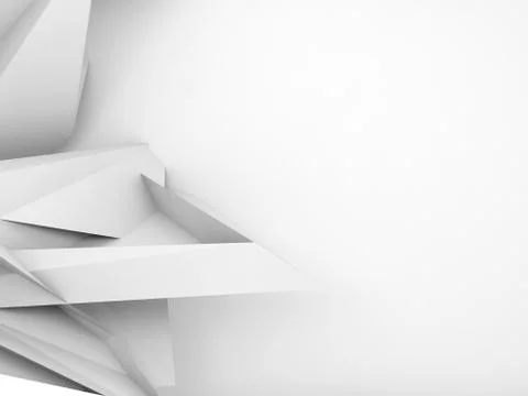 Abstract white digital background, chaotic triangular 3d Illustrazione stock